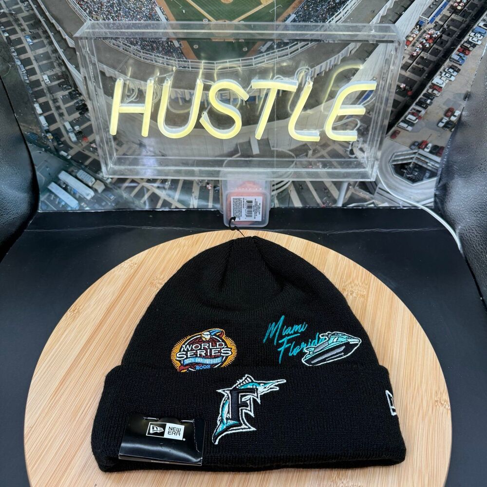NEW ERA BLACK FLORIDA MARLINS CITY TRANSIT SPORTS KNIT NEW